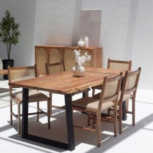 Theresa Dark Acacia Dining Table With Metal Legs