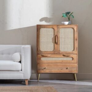 Solid Wood Rattan Sideboard in Sheesham Wood