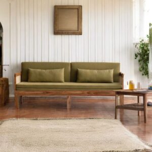 Wooden & Cane Sofa Cum Bed