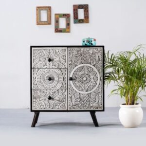 Wooden Rustic Carved Cabinet