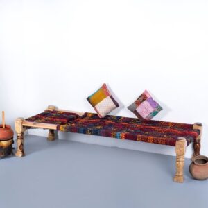 Jodhpuri Wooden Charpai with Backrest Poolside Lounger