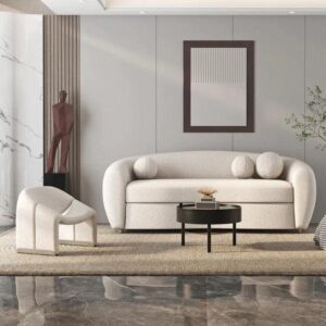 Velvet 3 Seaters Curved Sofa for Living Room