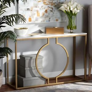 Wooden Artistic Metal & Marble Design Console Table