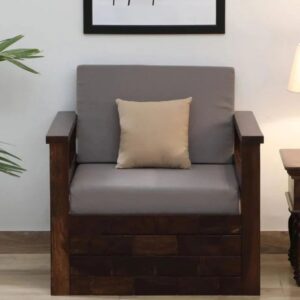 Mango Wood  1 Seater Sofa In Provincial Teak Finish