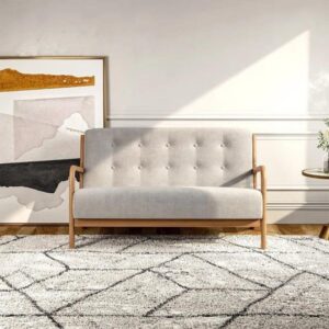 Wooden Artistic Velvet Square Arm Loveseat