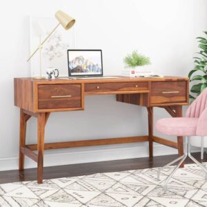 Wooden Artistic Solid Mango Wood Study Table With Drawers