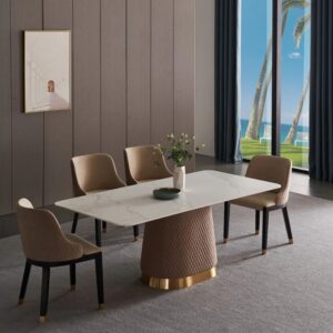Wooden Artistic Metal Dining Table With Chairs
