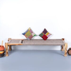 Jodhpuri Wooden Charpai with Backrest Poolside Lounger