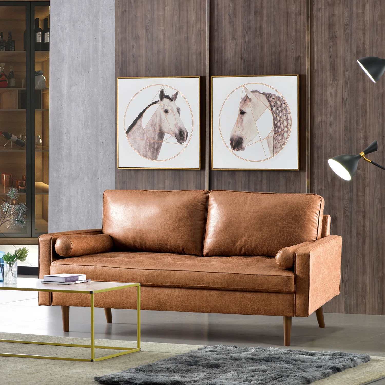 Aisha+70_+Faux+Leather+Square+Arm+Loveseat