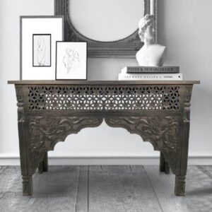 Handcrafted Solid Wood Hand Carving Console Table
