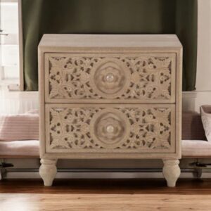 Wooden Hand Carved Bedside Table