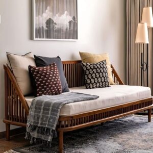 Wooden Artistic Velvet Calm Sofa
