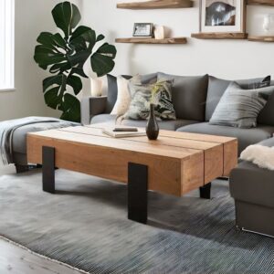 Handmade Coffee Table Design Black Iron Frame