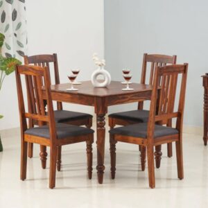 Wooden 4 Seater Dining Set With 4 Chairs - Maple Finish
