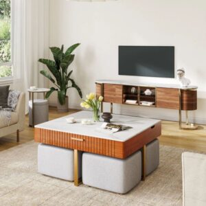 Wooden Coffee Table with Seating