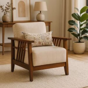 Mango Wood  1 Seater Sofa In Provincial Finish