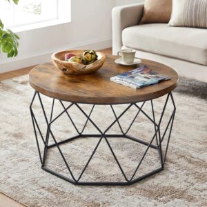 Handcrafted Wooden Round Coffee Table Furniture