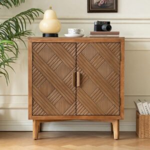 Handcrafted Accent Cabinet with Wood Handles