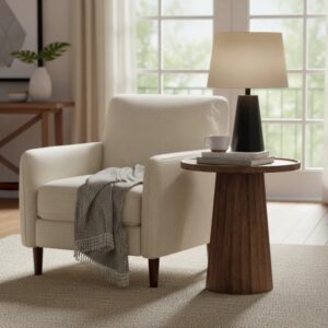 Wooden Modern Round End Table for Living Room