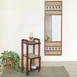 Handcrafted Cane Antique Side Table