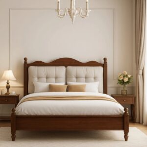 Wooden Artistic Brown Walnut bed