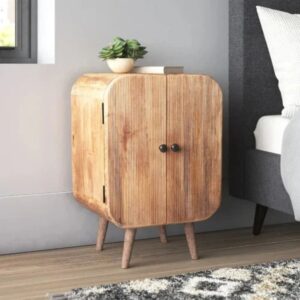 Wooden Modern Side Table Door Storage