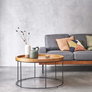 Wooden Antique Round & Iron Coffee Table