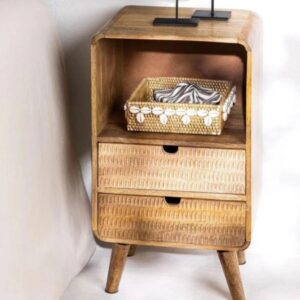Handcrafted Modern Design 2 Drawer Bedside Table