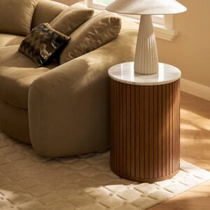 Wooden Marble Handcrafted Side Table