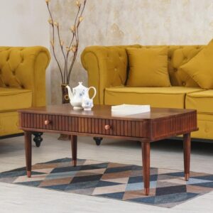 Handcrafted Wooden Two Drawer Solid Coffee Table