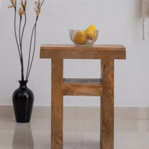 Wooden U Bedside Table Natural Mango Finish