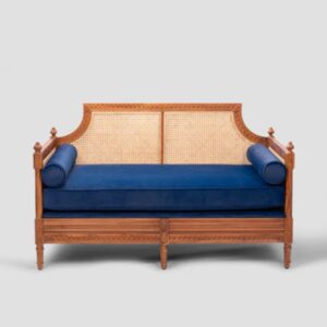 Handcrafted Wooden Curved Cane Sofa