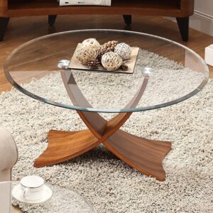 Wooden Artistic Round Mirror Coffee Table