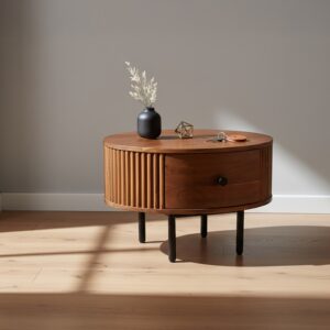 Solid Mango Wood Modern Drawer End Table