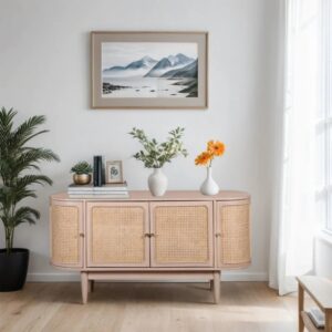 Wooden  4-Door Storage Sideboard with Legs