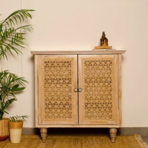 Wooden 2-Door Storage Sideboard with Curved Furniture