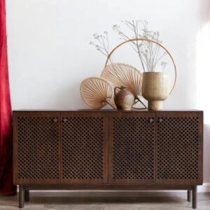 Wooden 2-Door Storage Sideboard with Curved Furniture