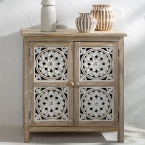 Wooden 2 - Door Storage Solid Wood Sideboard | Natural Finish