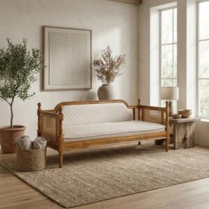Handcrafted Wooden Three Seater Modern Sofa