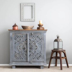 Wooden Curved  2 Door Natural Finish Sideboard Furniture